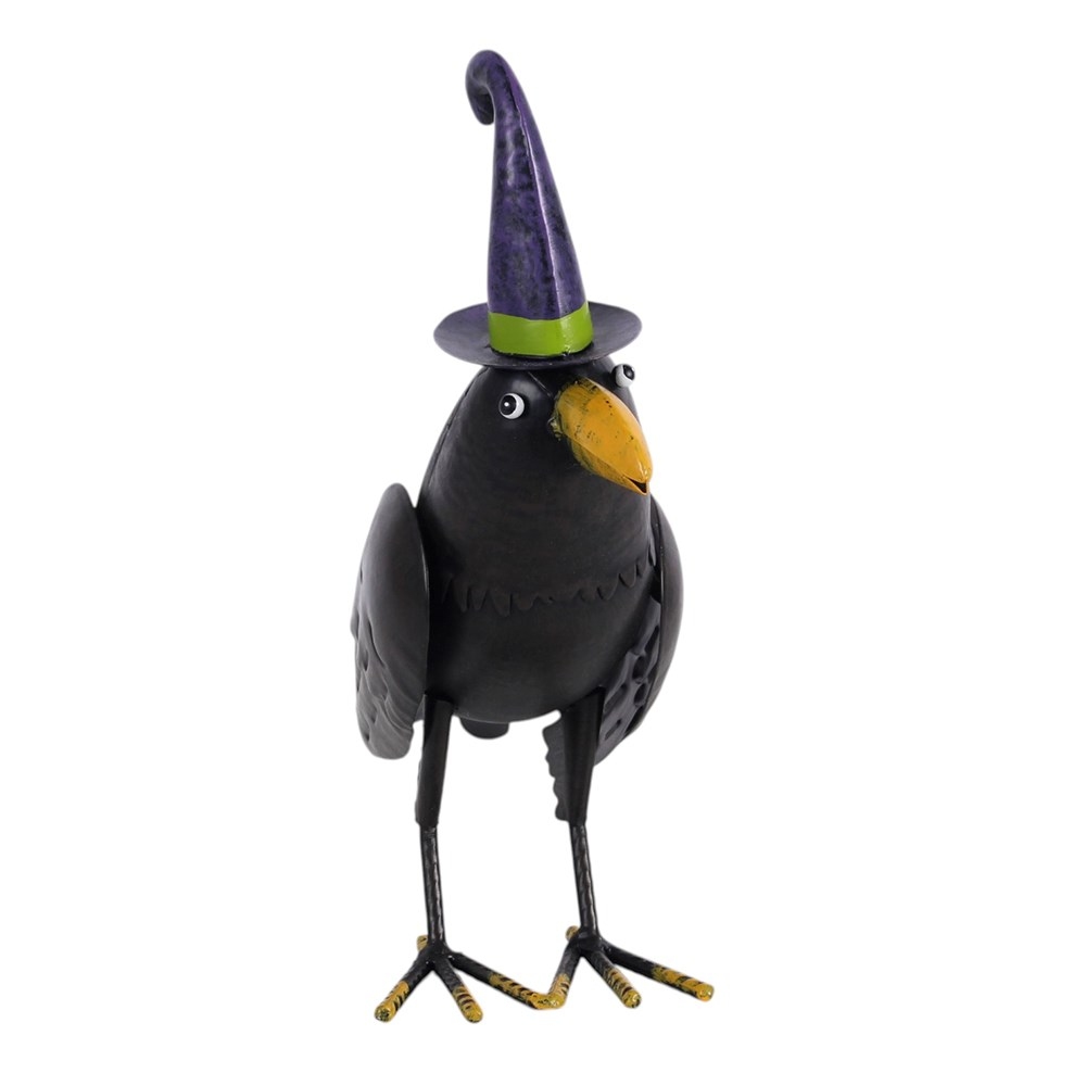 Something Different - Metal Raven Ornament with Witch Hat Tuin beeld/figuur - Multicolours
